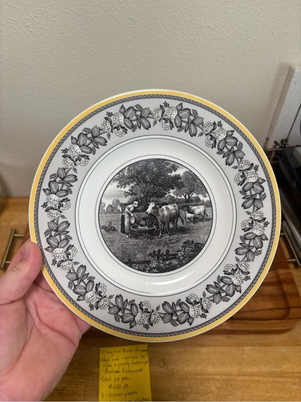 Villeroy & Boch Yellow, White & Black Decorative Dinner Plate